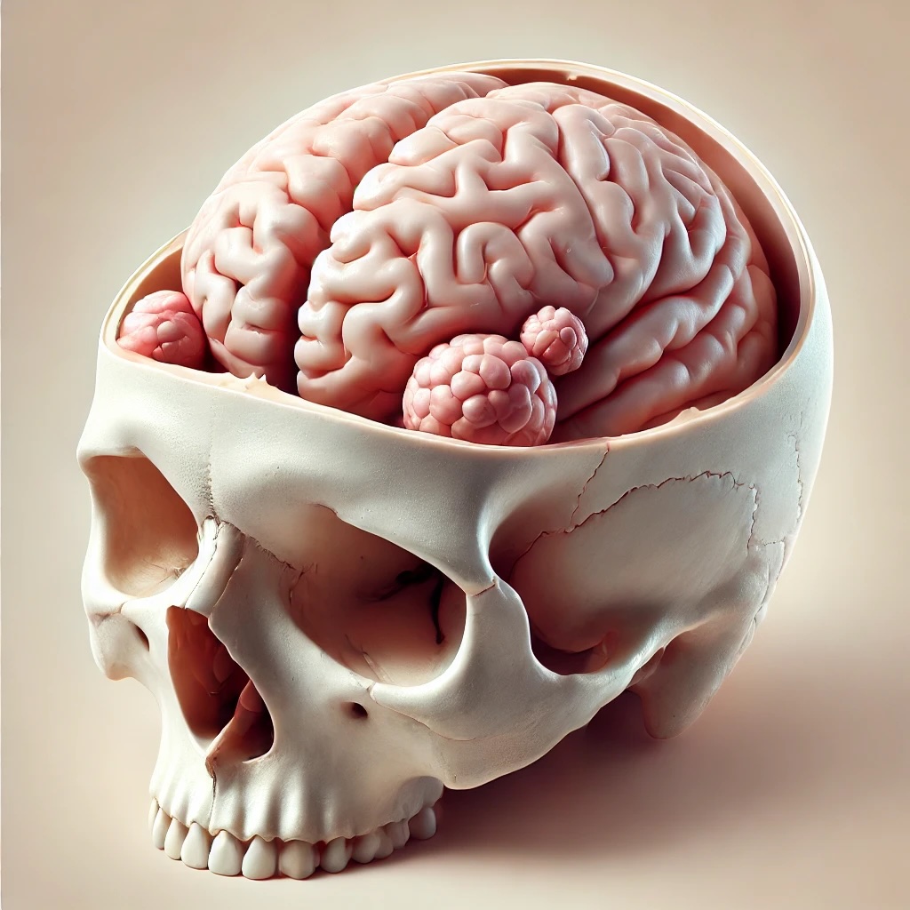 DALL·E 2025 07 12 15.06.16 A highly realistic medical illustration of a human skull in axial view looking down from above into the interior of the skull. The brain is not prese